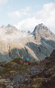 Preview wallpaper mountains, cabin, hills, mountain range, nature