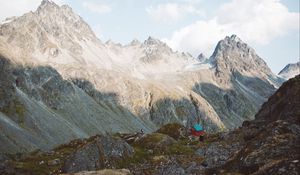 Preview wallpaper mountains, cabin, hills, mountain range, nature