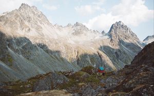 Preview wallpaper mountains, cabin, hills, mountain range, nature