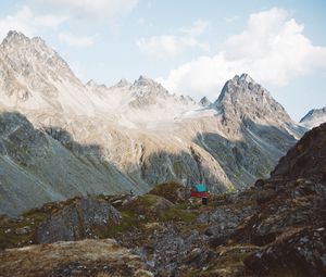 Preview wallpaper mountains, cabin, hills, mountain range, nature