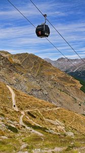 Preview wallpaper mountains, cable car, cabin, nature, travel