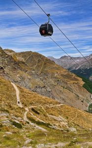 Preview wallpaper mountains, cable car, cabin, nature, travel