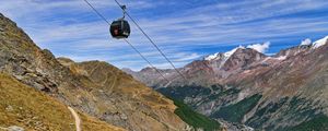 Preview wallpaper mountains, cable car, cabin, nature, travel