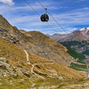 Preview wallpaper mountains, cable car, cabin, nature, travel