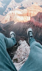 Preview wallpaper mountains, canyon, legs, overview, height