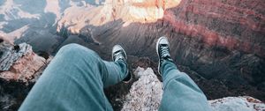 Preview wallpaper mountains, canyon, legs, overview, height