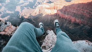 Preview wallpaper mountains, canyon, legs, overview, height