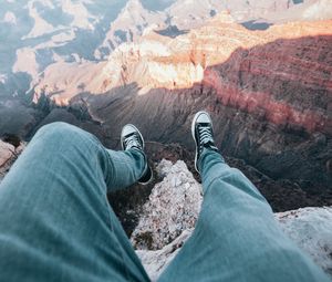 Preview wallpaper mountains, canyon, legs, overview, height