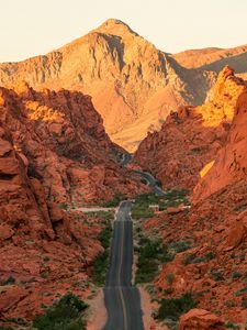 Preview wallpaper mountains, canyon, rocks, road, winding