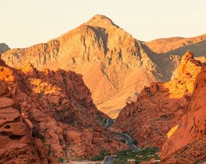 Preview wallpaper mountains, canyon, rocks, road, winding