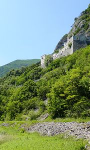 Preview wallpaper mountains, castle, trees, landscape