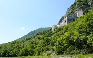 Preview wallpaper mountains, castle, trees, landscape