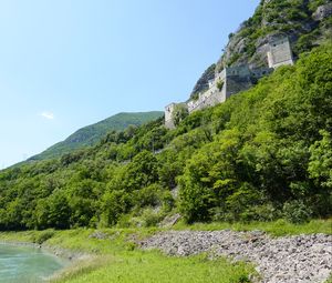 Preview wallpaper mountains, castle, trees, landscape