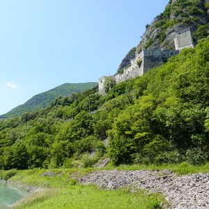 Preview wallpaper mountains, castle, trees, landscape