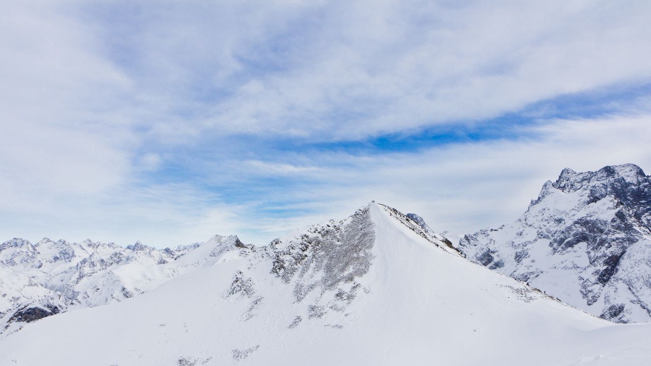 Wallpaper mountains, caucasus, snow, dombai, top, peak, height