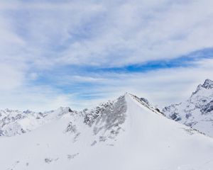Preview wallpaper mountains, caucasus, snow, dombai, top, peak, height