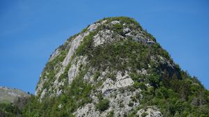 Preview wallpaper mountains, cliff, trees, nature, forest, slope, landscape