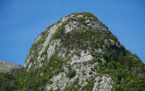 Preview wallpaper mountains, cliff, trees, nature, forest, slope, landscape