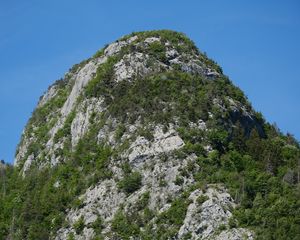 Preview wallpaper mountains, cliff, trees, nature, forest, slope, landscape