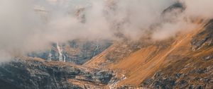 Preview wallpaper mountains, clouds, aerial view, fog