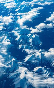 Preview wallpaper mountains, clouds, aerial view, height, view, overview