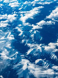 Preview wallpaper mountains, clouds, aerial view, height, view, overview