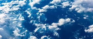 Preview wallpaper mountains, clouds, aerial view, height, view, overview