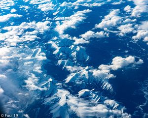 Preview wallpaper mountains, clouds, aerial view, height, view, overview