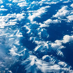 Preview wallpaper mountains, clouds, aerial view, height, view, overview