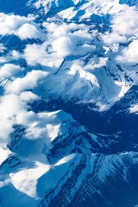 Preview wallpaper mountains, clouds, aerial view, peaks, snowy