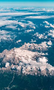 Preview wallpaper mountains, clouds, aerial view, land, overview