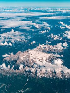 Preview wallpaper mountains, clouds, aerial view, land, overview
