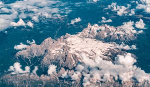 Preview wallpaper mountains, clouds, aerial view, land, overview