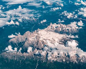 Preview wallpaper mountains, clouds, aerial view, land, overview