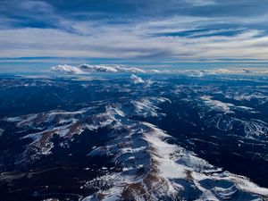 Preview wallpaper mountains, clouds, aerial view, horizon, landscape