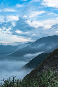 Preview wallpaper mountains, clouds, aerial view, nature, landscape