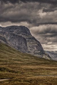 Preview wallpaper mountains, clouds, cloudy, grass