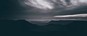 Preview wallpaper mountains, clouds, dark, national park, blue mountains, australia