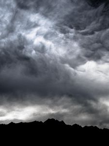 Preview wallpaper mountains, clouds, dark, dusk, storm