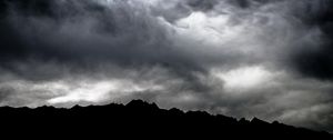 Preview wallpaper mountains, clouds, dark, dusk, storm