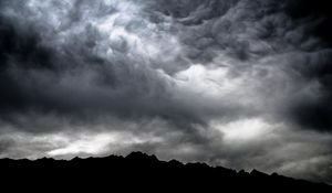 Preview wallpaper mountains, clouds, dark, dusk, storm