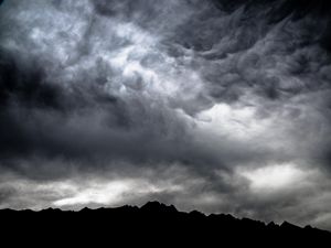 Preview wallpaper mountains, clouds, dark, dusk, storm