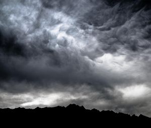 Preview wallpaper mountains, clouds, dark, dusk, storm