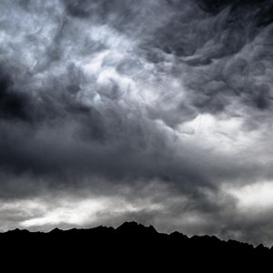 Preview wallpaper mountains, clouds, dark, dusk, storm