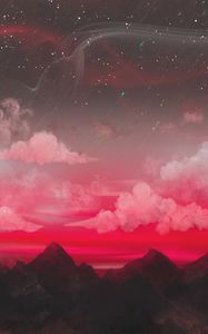 Preview wallpaper mountains, clouds, dusk, stars, landscape
