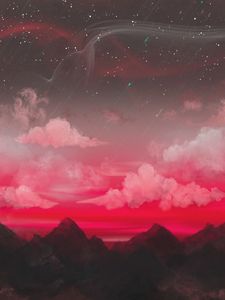 Preview wallpaper mountains, clouds, dusk, stars, landscape