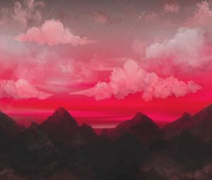 Preview wallpaper mountains, clouds, dusk, stars, landscape