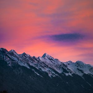 Preview wallpaper mountains, clouds, dusk, mountain range, landscape