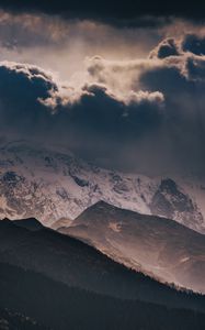 Preview wallpaper mountains, clouds, dusk, landscape