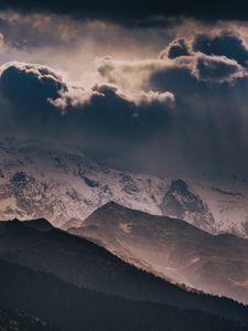 Preview wallpaper mountains, clouds, dusk, landscape